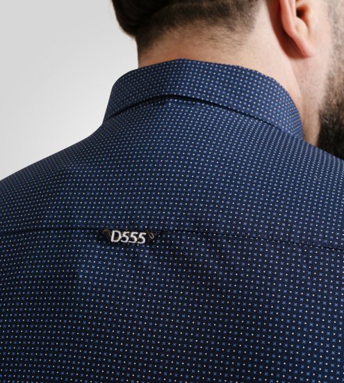 D555 Middlesbrough Long Sleeve AOP Micro Blue Shirt Navy - Cămăși - Cămăși Bărbați Mărimi Mari
