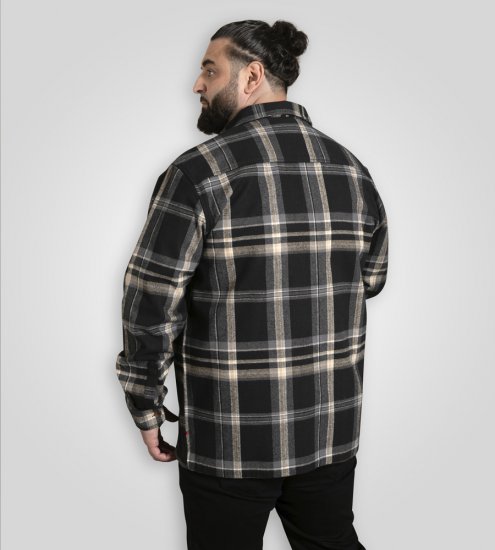 D555 Falkirk Long Sleeve Heavy Shacket Overshirt Black/Grey - Cămăși - Cămăși Bărbați Mărimi Mari
