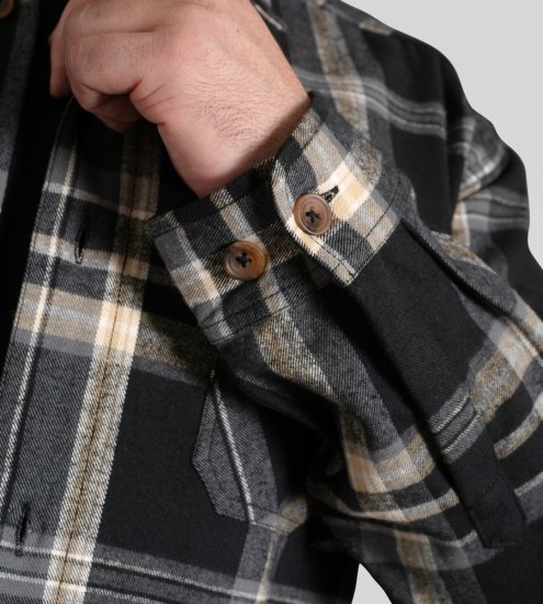 D555 Falkirk Long Sleeve Heavy Shacket Overshirt Black/Grey - Cămăși - Cămăși Bărbați Mărimi Mari