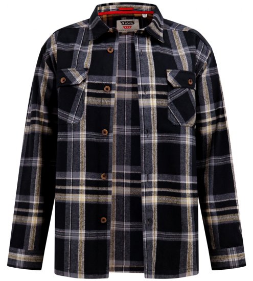D555 Falkirk Long Sleeve Heavy Shacket Overshirt Black/Grey - Cămăși - Cămăși Bărbați Mărimi Mari