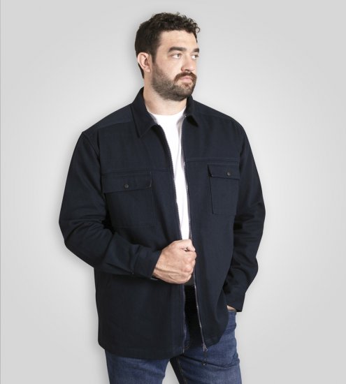 D555 Cleveley Long Sleeve Heavy Shacket Overshirt Navy - Cămăși - Cămăși Bărbați Mărimi Mari