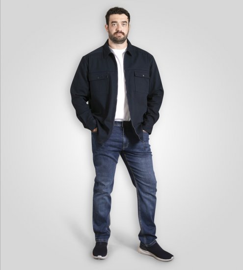 D555 Cleveley Long Sleeve Heavy Shacket Overshirt Navy - Cămăși - Cămăși Bărbați Mărimi Mari