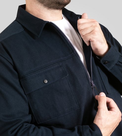 D555 Cleveley Long Sleeve Heavy Shacket Overshirt Navy - Cămăși - Cămăși Bărbați Mărimi Mari