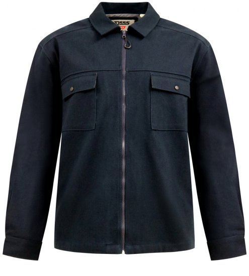D555 Cleveley Long Sleeve Heavy Shacket Overshirt Navy - Cămăși - Cămăși Bărbați Mărimi Mari
