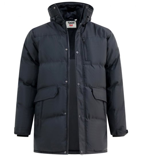 D555 Wolverhampton Quilted Padded Jacket with Hood Black - Geci - Geci Bărbați Mărimi Mari