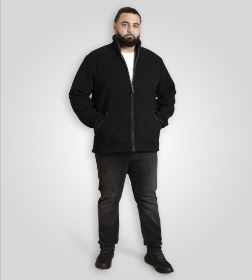 D555 Louth Micro Fleece Jacket with Sherpa Lining Black - Geci - Geci Bărbați Mărimi Mari