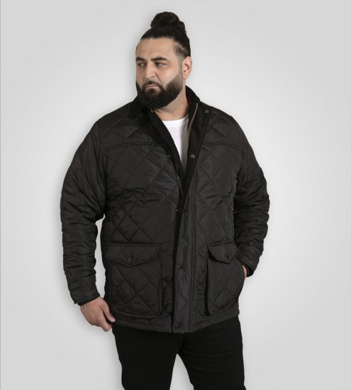 D555 Harborough Quilted Jacket with Corduroy Collar Black - Geci - Geci Bărbați Mărimi Mari