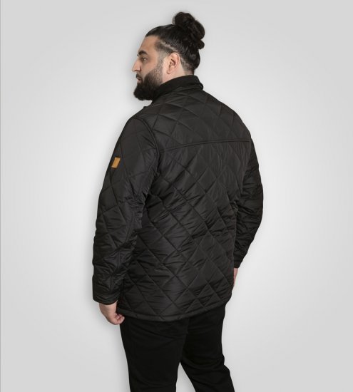 D555 Harborough Quilted Jacket with Corduroy Collar Black - Geci - Geci Bărbați Mărimi Mari