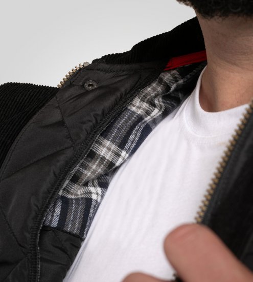 D555 Harborough Quilted Jacket with Corduroy Collar Black - Geci - Geci Bărbați Mărimi Mari