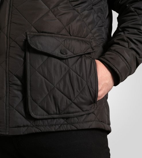 D555 Harborough Quilted Jacket with Corduroy Collar Black - Geci - Geci Bărbați Mărimi Mari