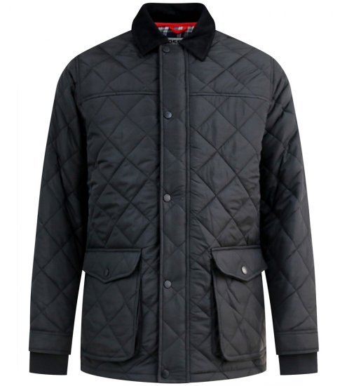 D555 Harborough Quilted Jacket with Corduroy Collar Black - Geci - Geci Bărbați Mărimi Mari