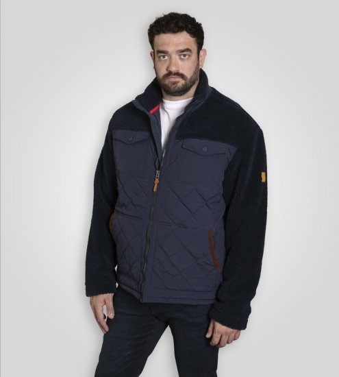 D555 Northampton Hybrid Sherpa Quilted Micro Fleece Jacket Navy - Geci - Geci Bărbați Mărimi Mari