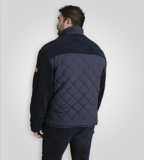 D555 Northampton Hybrid Sherpa Quilted Micro Fleece Jacket Navy - Geci - Geci Bărbați Mărimi Mari