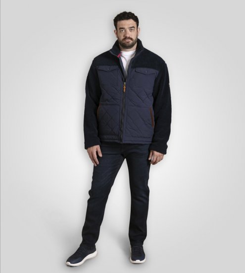D555 Northampton Hybrid Sherpa Quilted Micro Fleece Jacket Navy - Geci - Geci Bărbați Mărimi Mari