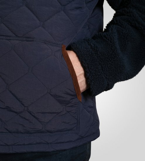 D555 Northampton Hybrid Sherpa Quilted Micro Fleece Jacket Navy - Geci - Geci Bărbați Mărimi Mari