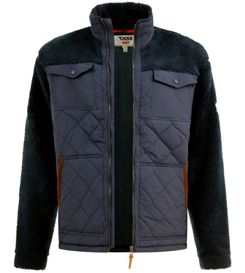 D555 Northampton Hybrid Sherpa Quilted Micro Fleece Jacket Navy - Geci - Geci Bărbați Mărimi Mari