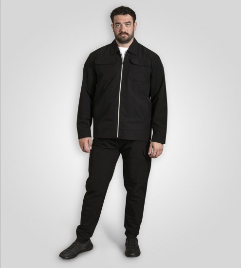 D555 Wimbledon Couture Stretch Jacket with Zipper Black TALL SIZE - Geci - Geci Bărbați Mărimi Mari