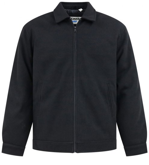 D555 Epsom Harrington Jacket with Zip Through Collared Melton Black - Geci - Geci Bărbați Mărimi Mari