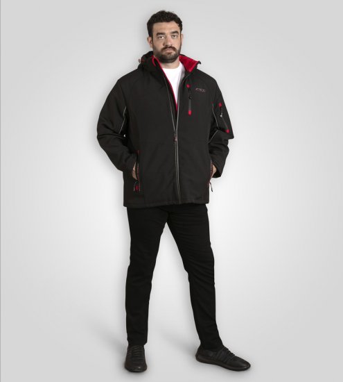 D555 Fretwell Padded Softshell Jacket with Detachable Hood Black - Geci - Geci Bărbați Mărimi Mari