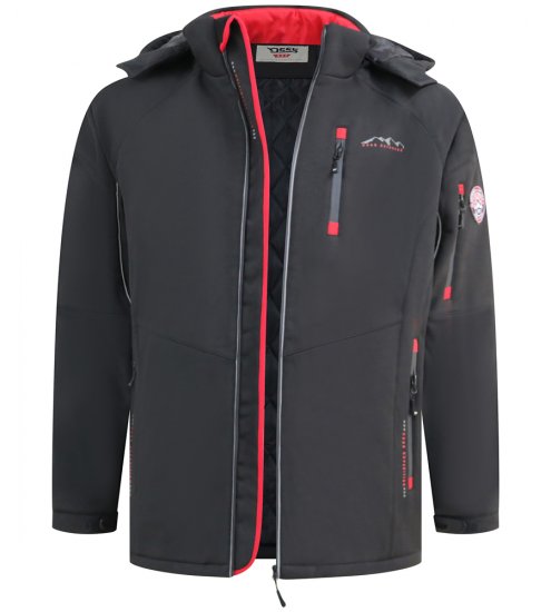 D555 Fretwell Padded Softshell Jacket with Detachable Hood Black - Geci - Geci Bărbați Mărimi Mari