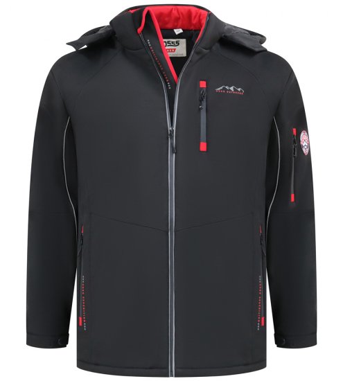 D555 Fretwell Padded Softshell Jacket with Detachable Hood Black - Geci - Geci Bărbați Mărimi Mari