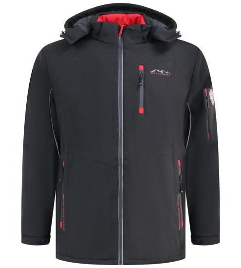 D555 Fretwell Padded Softshell Jacket with Detachable Hood Black - Geci - Geci Bărbați Mărimi Mari