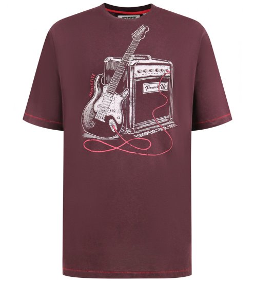 D555 Barnsley Guitar and Amp Crew Neck T-Shirt Burgundy - Tricouri - Tricouri Bărbați Mărimi Mari