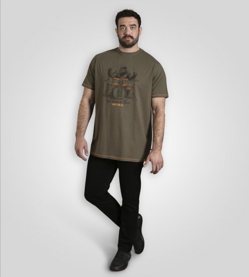 D555 Stockton Gorilla Playing Drums Crew Neck T-Shirt Khaki - Tricouri - Tricouri Bărbați Mărimi Mari