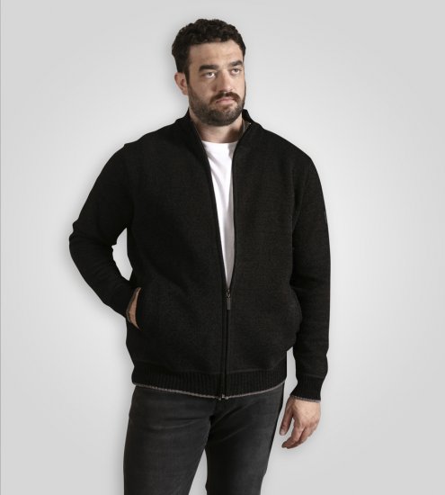 D555 Enrique Pulover Tricotat Din Chenille Cu Fermoar Negru - Pulovere & hanorace - Pulovere & Hanorace Bărbați Mărimi Mari