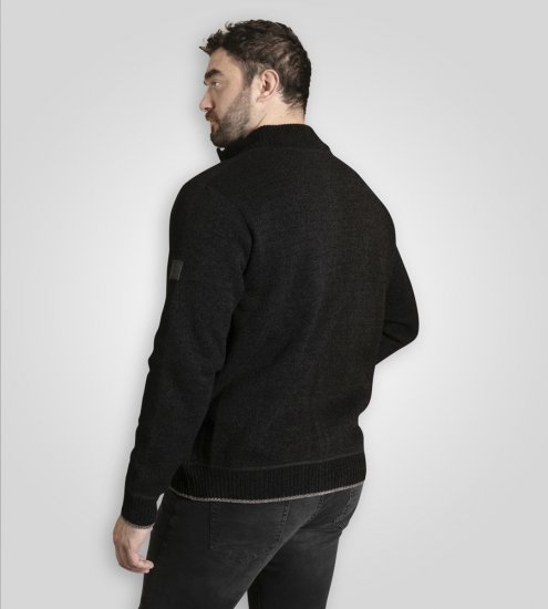 D555 Enrique Pulover Tricotat Din Chenille Cu Fermoar Negru - Pulovere & hanorace - Pulovere & Hanorace Bărbați Mărimi Mari
