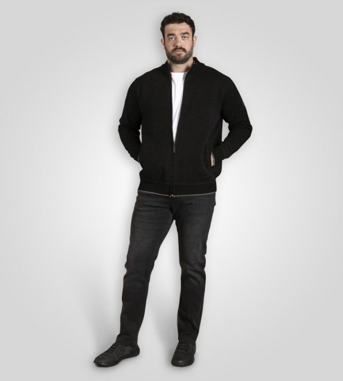 D555 Enrique Pulover Tricotat Din Chenille Cu Fermoar Negru - Pulovere & hanorace - Pulovere & Hanorace Bărbați Mărimi Mari