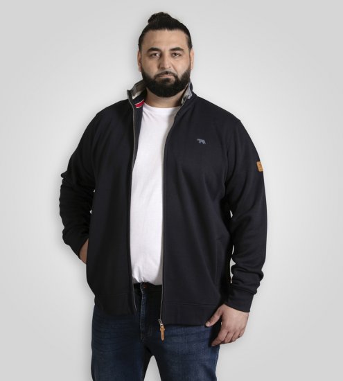 D555 Johnson Zip Through Fleece Sweatshirt with Chest Embroidery Navy - Pulovere & hanorace - Pulovere & Hanorace Bărbați Mărimi Mari