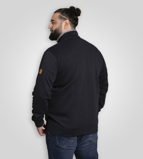 D555 Johnson Zip Through Fleece Sweatshirt with Chest Embroidery Navy - Pulovere & hanorace - Pulovere & Hanorace Bărbați Mărimi Mari