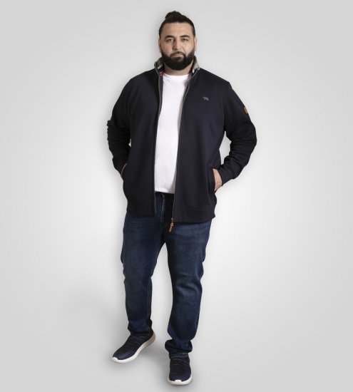 D555 Johnson Zip Through Fleece Sweatshirt with Chest Embroidery Navy - Pulovere & hanorace - Pulovere & Hanorace Bărbați Mărimi Mari