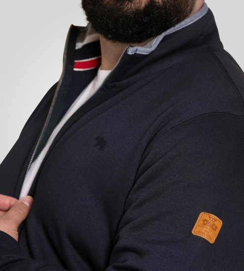 D555 Johnson Zip Through Fleece Sweatshirt with Chest Embroidery Navy - Pulovere & hanorace - Pulovere & Hanorace Bărbați Mărimi Mari