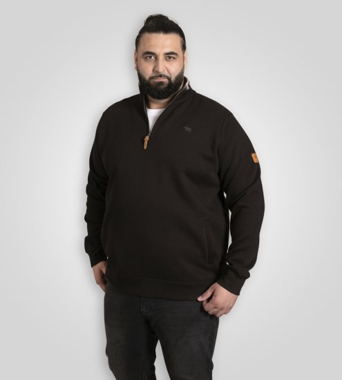 D555 Russel Fleece Sweatshirt with Chest Embroidery Black - Pulovere & hanorace - Pulovere & Hanorace Bărbați Mărimi Mari