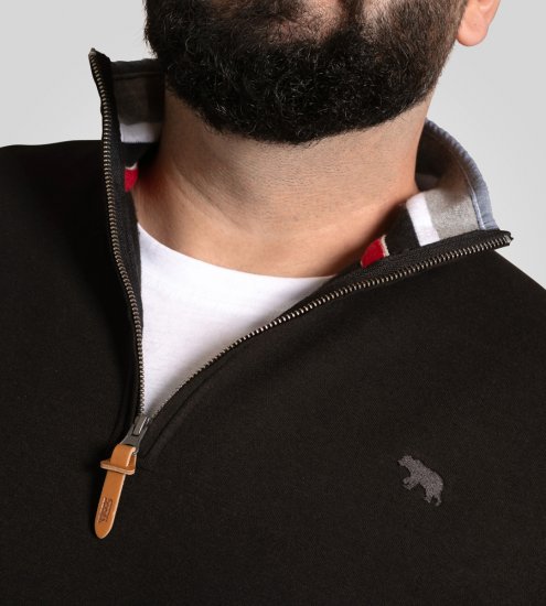 D555 Russel Fleece Sweatshirt with Chest Embroidery Black - Pulovere & hanorace - Pulovere & Hanorace Bărbați Mărimi Mari