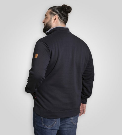 D555 Russel Zip Through Fleece Sweatshirt with Chest Embroidery Navy - Pulovere & hanorace - Pulovere & Hanorace Bărbați Mărimi Mari