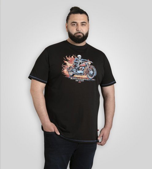 D555 Dewsbury Skeleton on Bike Crew Neck T-Shirt Black - Tricouri - Tricouri Bărbați Mărimi Mari