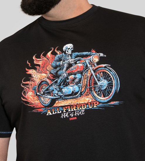 D555 Dewsbury Skeleton On Bike Crew Neck T-Shirt Black TALL SIZE - ÎMBRĂCĂMINTE BĂRBAȚI MT-6XLT - Tall dimensiuni bărbați
