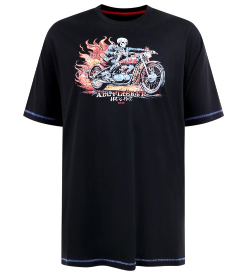 D555 Dewsbury Skeleton On Bike Crew Neck T-Shirt Black TALL SIZE - ÎMBRĂCĂMINTE BĂRBAȚI MT-6XLT - Tall dimensiuni bărbați
