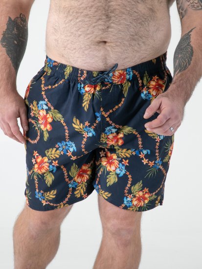 D555 Dawson AO Pantaloni Scurți de Baie cu Model Hawaiian Bleumarin - Lenjerie intimă & costum baie - Lenjerie Intimă Bărbați Mărimi Mari
