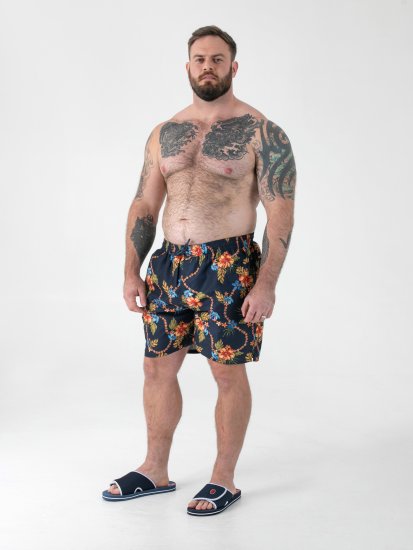 D555 Dawson AO Pantaloni Scurți de Baie cu Model Hawaiian Bleumarin - Lenjerie intimă & costum baie - Lenjerie Intimă Bărbați Mărimi Mari