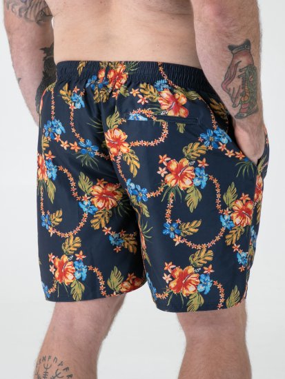 D555 Dawson AO Pantaloni Scurți de Baie cu Model Hawaiian Bleumarin - Lenjerie intimă & costum baie - Lenjerie Intimă Bărbați Mărimi Mari