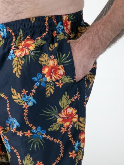 D555 Dawson AO Pantaloni Scurți de Baie cu Model Hawaiian Bleumarin - Lenjerie intimă & costum baie - Lenjerie Intimă Bărbați Mărimi Mari
