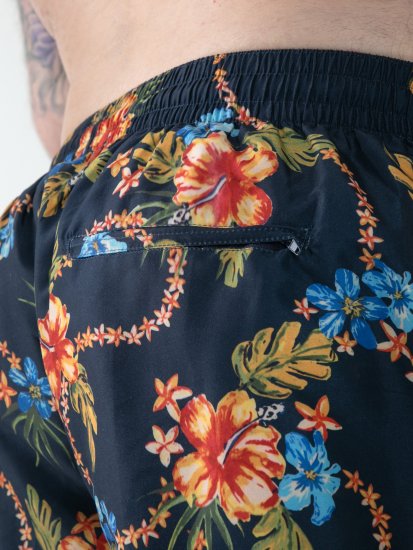 D555 Dawson AO Pantaloni Scurți de Baie cu Model Hawaiian Bleumarin - Lenjerie intimă & costum baie - Lenjerie Intimă Bărbați Mărimi Mari