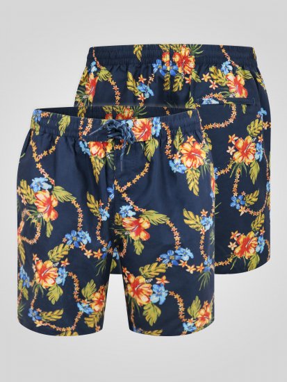 D555 Dawson AO Pantaloni Scurți de Baie cu Model Hawaiian Bleumarin - Lenjerie intimă & costum baie - Lenjerie Intimă Bărbați Mărimi Mari