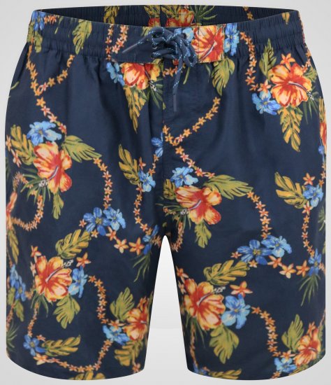 D555 Dawson AO Pantaloni Scurți de Baie cu Model Hawaiian Bleumarin - Lenjerie intimă & costum baie - Lenjerie Intimă Bărbați Mărimi Mari