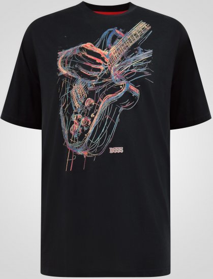 D555 Elliot Tricou cu Imprimeu Multicolor de Chitară - Tricouri - Tricouri Bărbați Mărimi Mari