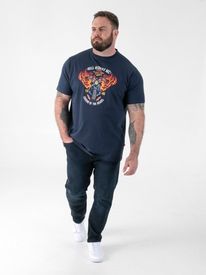 D555 Hockney Tricou cu Imprimeu Motocicletă Bleumarin - Tricouri - Tricouri Bărbați Mărimi Mari